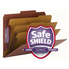 SMEAD PRESSBOARD CLASSIFICATION FILE FOLDER WITH SAFE SHIELD" FASTENERS 3 DIVIDERS 3 INCH EXPANSION RED