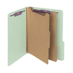 SMEAD PRESSBOARD CLASSIFICATION FILE FOLDER WITH SAFE SHIELD" FASTENERS 2 DIVIDERS, 2 INCH EXPANSION GREEN