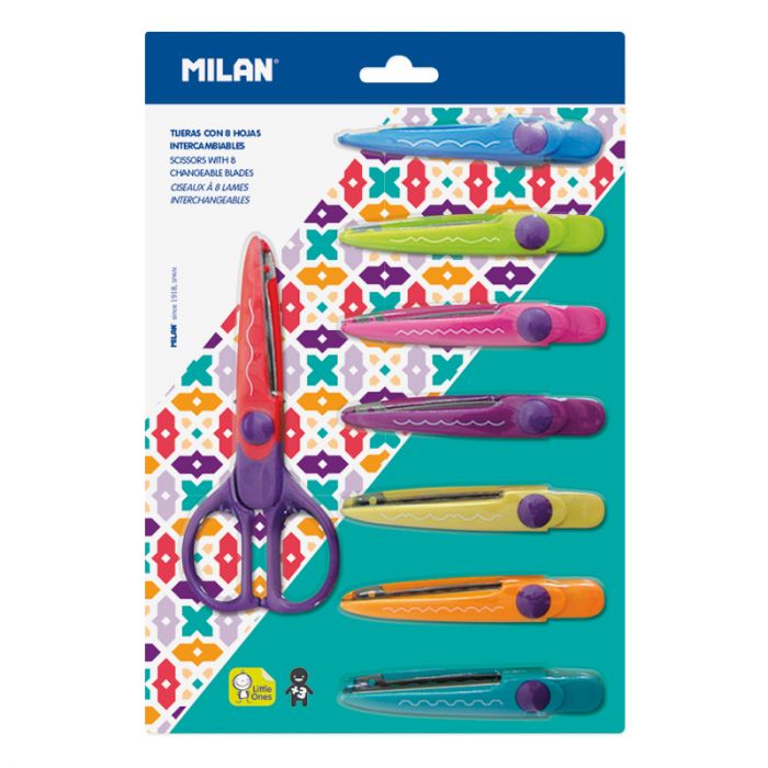 Blister pack zig-zag scissors with 8 interchangeable blades - Al Masam Stationery LLC Main image