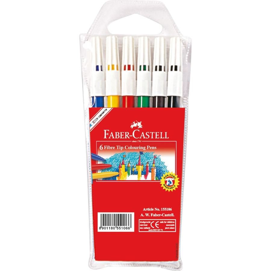 FABER-CASTELL Fibre Tip Pens - (Pack of 6) - Al Masam Stationery LLC