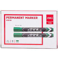 Deli Permanent Marker Chisel 1.5-5mm Green - (EU10150) - Al Masam Stationery LLC