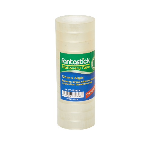 Fantastick Stationery Tape 1/2inch x 36Yds Clear 12 Rolls - Al Masam Stationery LLC