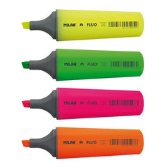 Transparent hanging pack 4 Fluo highlighters, assorted colours - Al Masam Stationery LLC