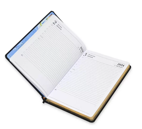 FIS Golden Diary 2024 (English) Black, A5 - Al Masam Stationery LLC