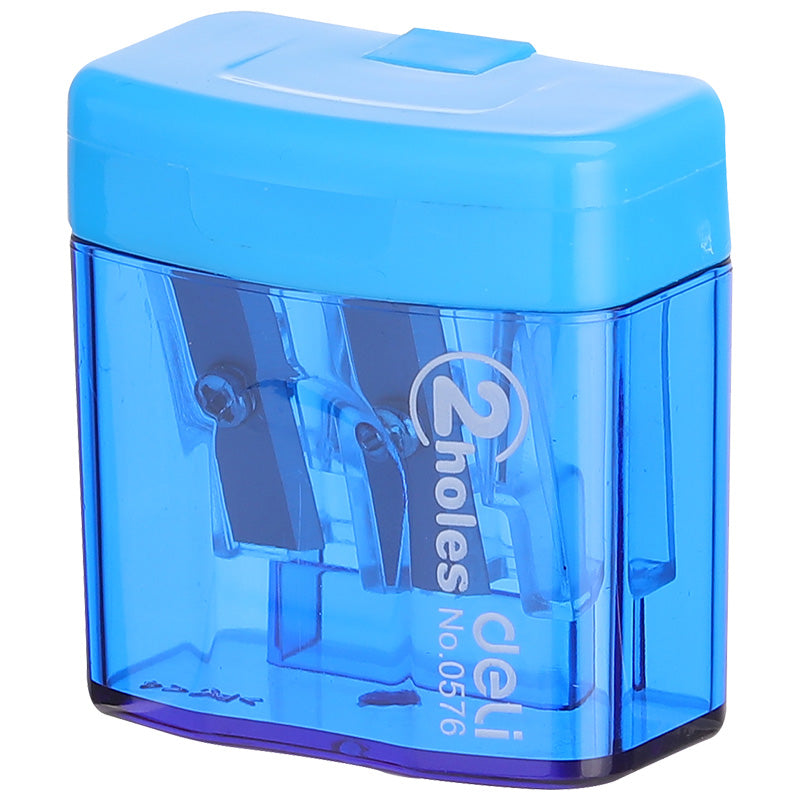 Deli 2-hole Sharpener w/canister 23°18° 7mm 3C - Al Masam Stationery LLC