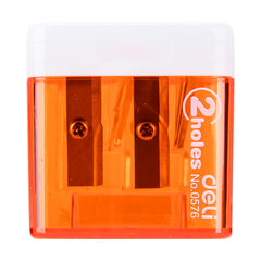 Deli 2-hole Sharpener w/canister 23°18° 7mm 3C - Al Masam Stationery LLC