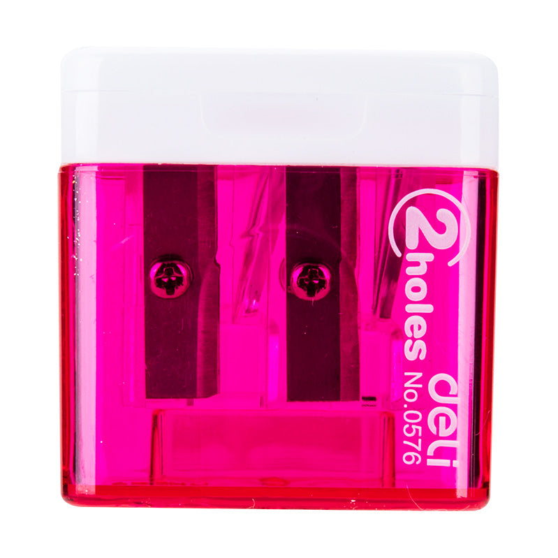 Deli 2-hole Sharpener w/canister 23°18° 7mm 3C - Al Masam Stationery LLC