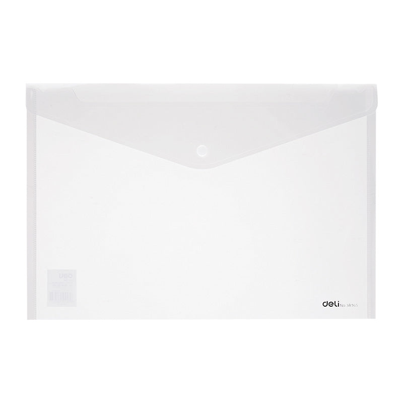 Deli File Bag Snap FC 2C Translucent - Al Masam Stationery LLC