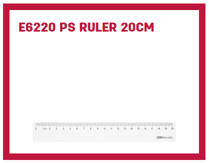 Deli PS Ruler 20cm - Al Masam Stationery LLC