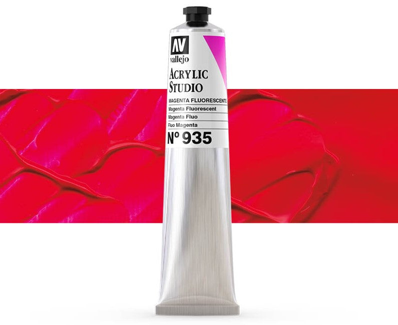 VALLEJO ACRYLIC STUDIO FLUORESCENT 35:58ML. FLUORESCENT MAGENTA - Al Masam Stationery LLC