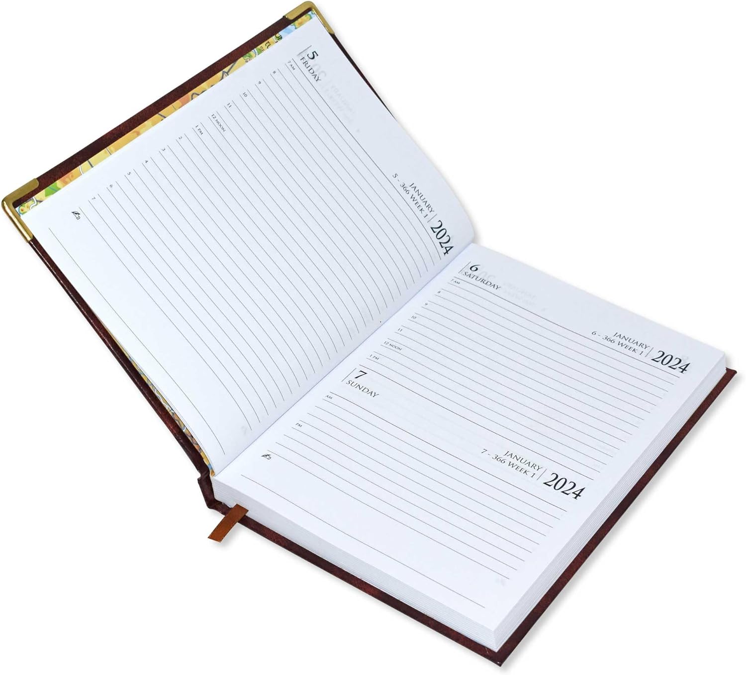 FIS Golden Executive Diary 2024 (Arabic/English/French) 1 Week at a glance, Blue - Al Masam Stationery LLC