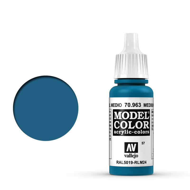 Vallejo 057:MODELCOLOR 963-17ML. MEDIUM BLUE - Al Masam Stationery LLC