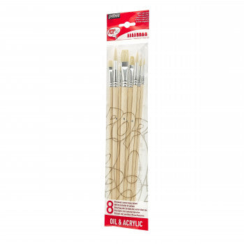 WALLET OF 8 LONG HANDLE BRUSHES WHITE BRISTLE - Al Masam Stationery LLC