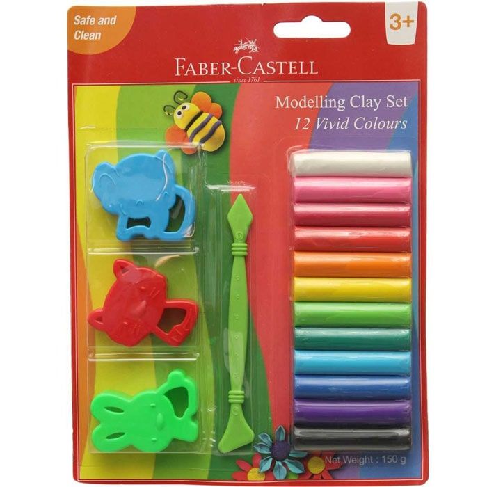 FABER-CASTELL 12 Modelling Clay 150 GM Blister with Jigsaw Tools - Al Masam Stationery LLC