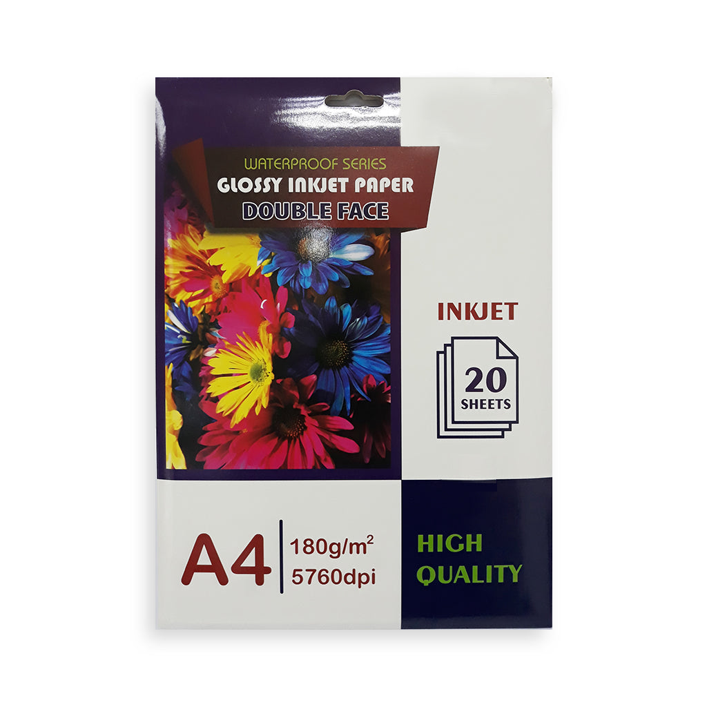 Glossy Two Face Inkjet Paper 180gsm A4-20sht - Al Masam Stationery LLC