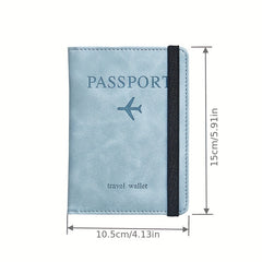 ELMAS 1pc RFID Passport Holder, Thin Passport Wallet, Leather Surface, Multi Functional Wallet, Travel Passport Holder, Cute Card Holder