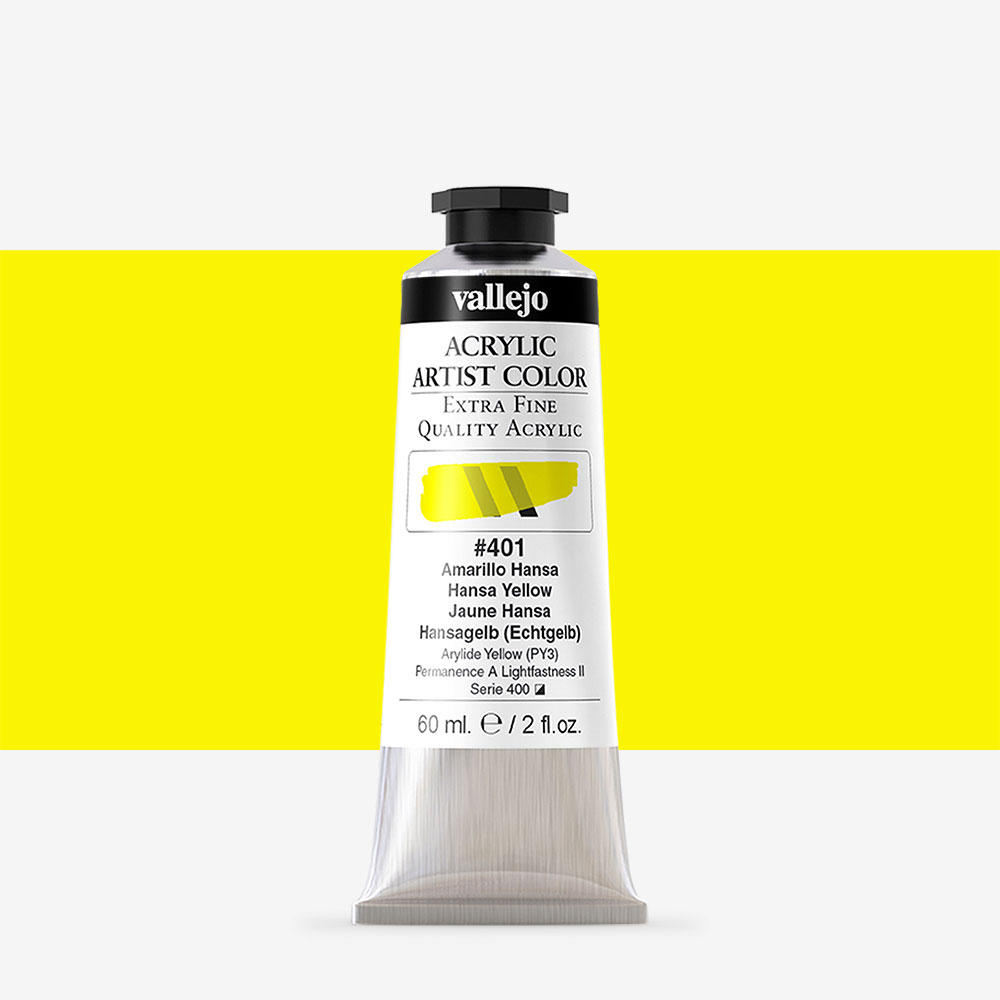 VALLEJO ACRYLIC ARTIST 401: 60 ML. HANSA YELLOW - Al Masam Stationery LLC