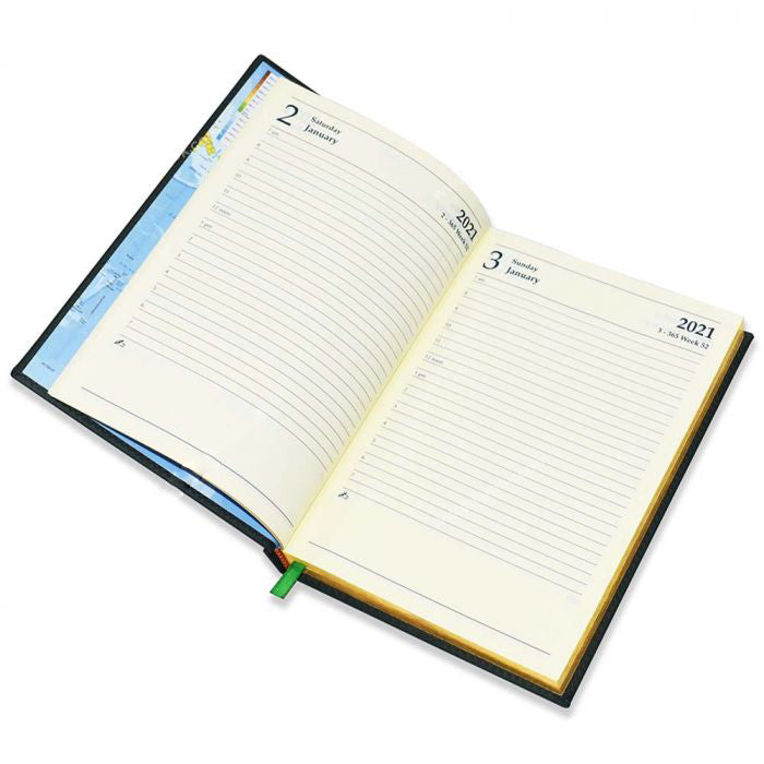 FIS Golden A5 Diary 2024 (English) Green - Al Masam Stationery LLC