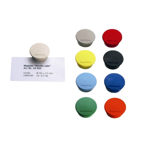 Magnetoplan Magnetic  Discofix Colors (40Mm Dia) Black - Al Masam Stationery LLC