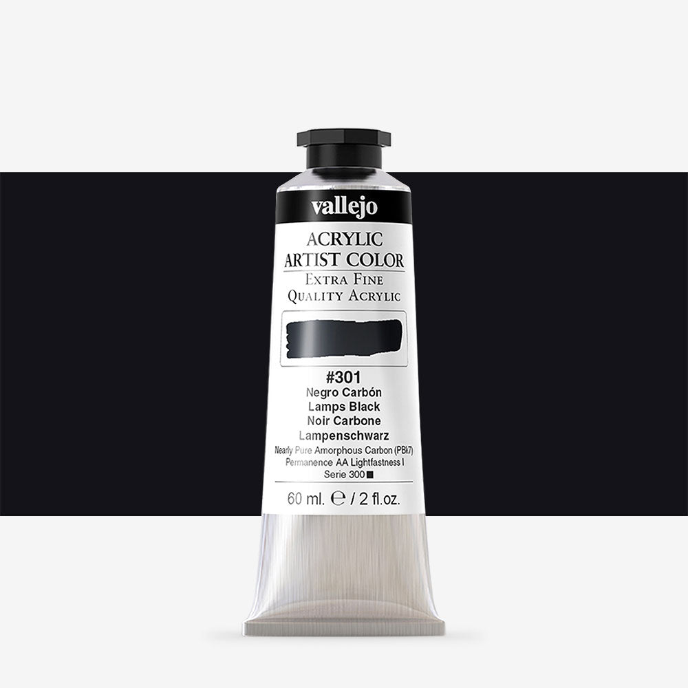 VALLEJO ACRYLIC ARTIST 301: 60 ML. LAMPS BLACK - Al Masam Stationery LLC