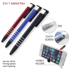 AMS-PN-35 - 3 in 1 Plastic pen (Pen + Mobile holder + Touch) - Al Masam Stationery LLC