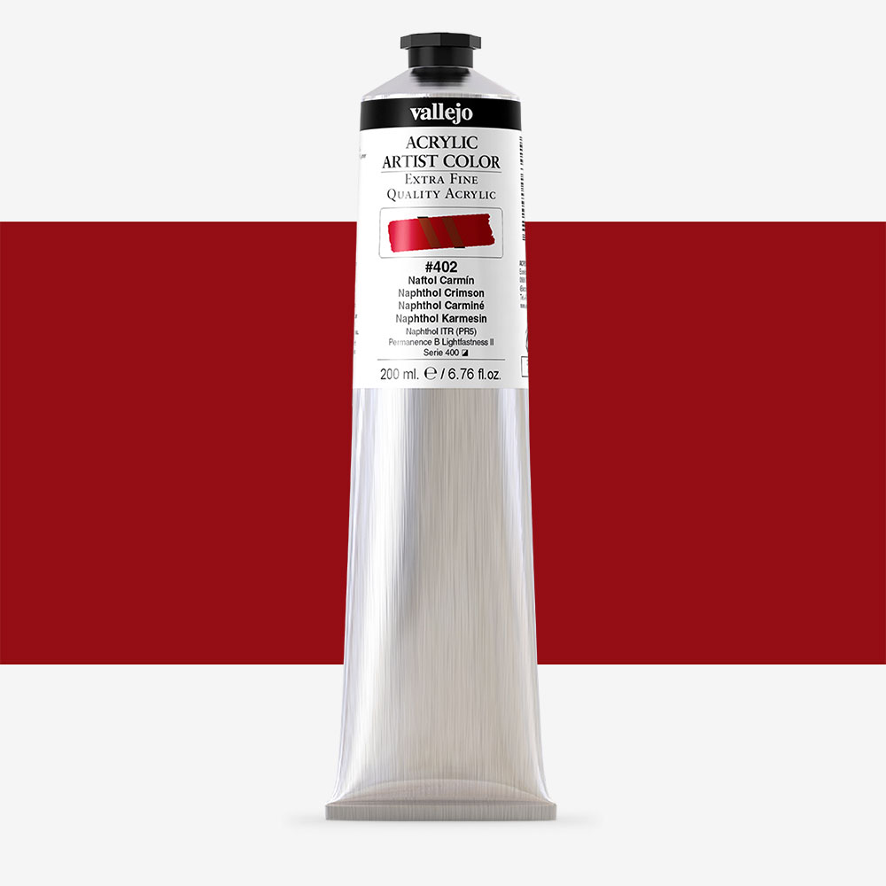 VALLEJO ACRYLIC ARTIST 402: 200 ML. NAPHTHOL CRIMSON - Al Masam Stationery LLC