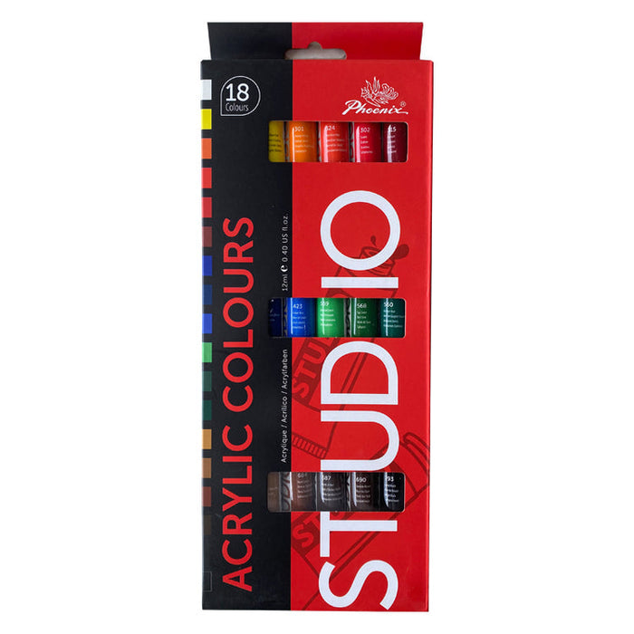 Phoenix Studio Acrylic 18*12ML Paper Box Set ABL Tube - Al Masam Stationery LLC