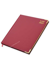 FIS Golden Executive Diary 2024 (Arabic/English/French) 1 Week at a glance, Maroon - Al Masam Stationery LLC