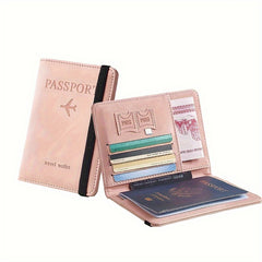 ELMAS 1pc RFID Passport Holder, Thin Passport Wallet, Leather Surface, Multi Functional Wallet, Travel Passport Holder, Cute Card Holder