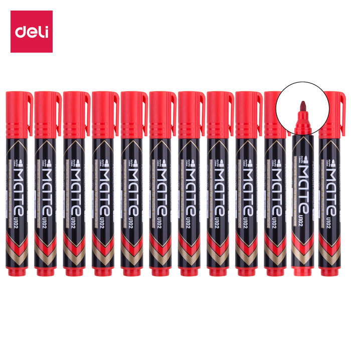 Deli Permanent Marker Bullet 1.5mm Red - Al Masam Stationery LLC