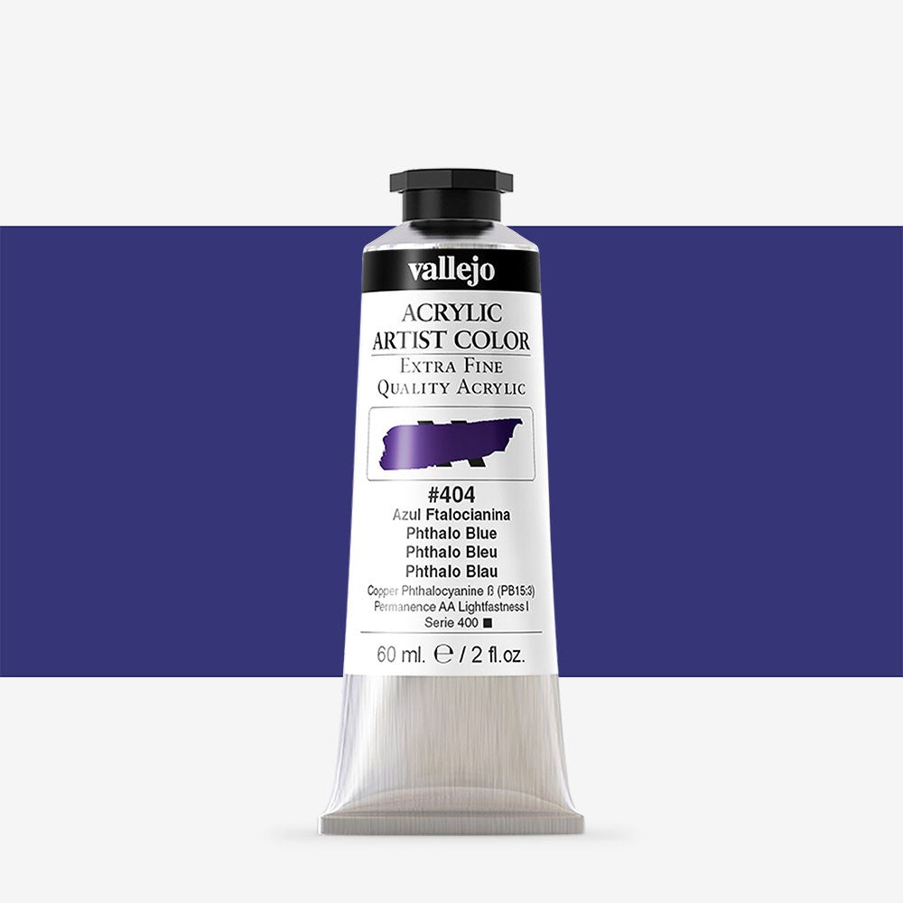 VALLEJO ACRYLIC ARTIST 404: 60 ML. PHTHALO BLUE - Al Masam Stationery LLC