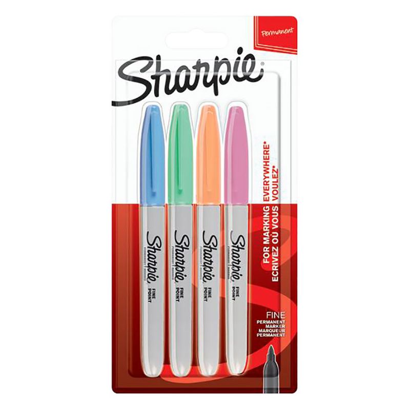 Sharpie Fine Point Permanent Marker Pastel Assorted 4 Pieces - Al Masam Stationery LLC Main image