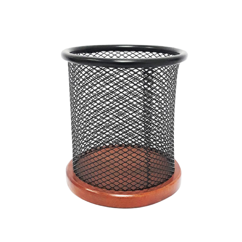 Pen Holder with Wooden Base - Al Masam Stationery LLC