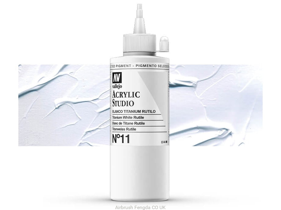 VALLEJO ACRYLIC STUDIO 11: 200 ML. TITANIUM WHITE RUTILE - Al Masam Stationery LLC