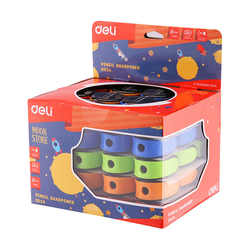 Deli 1-hole Sharpener w/canister 7mm 3C - (E0524) - Al Masam Stationery LLC