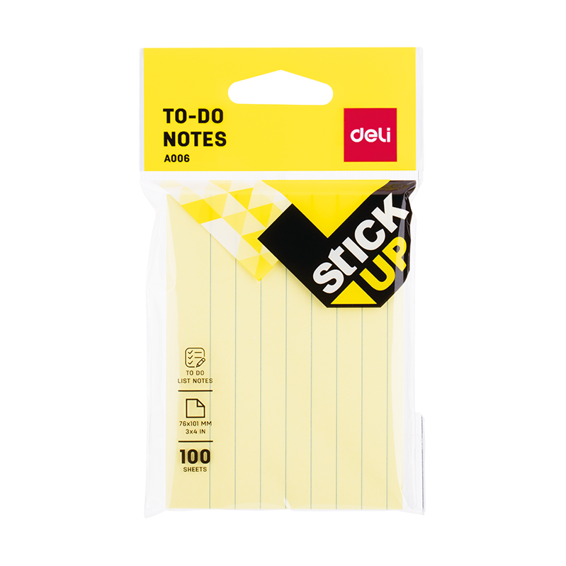 Deli To-do Notes 76x101mm 3''x4'' Yellow - Al Masam Stationery LLC