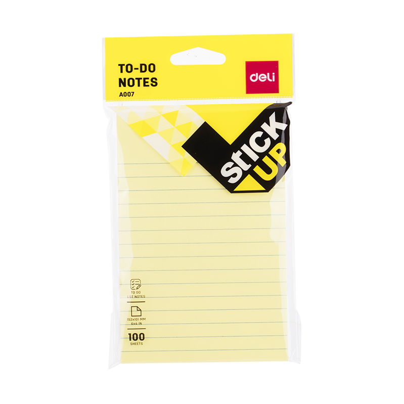Deli To-do Notes 152x101mm 6''x4'' Yellow - Al Masam Stationery LLC