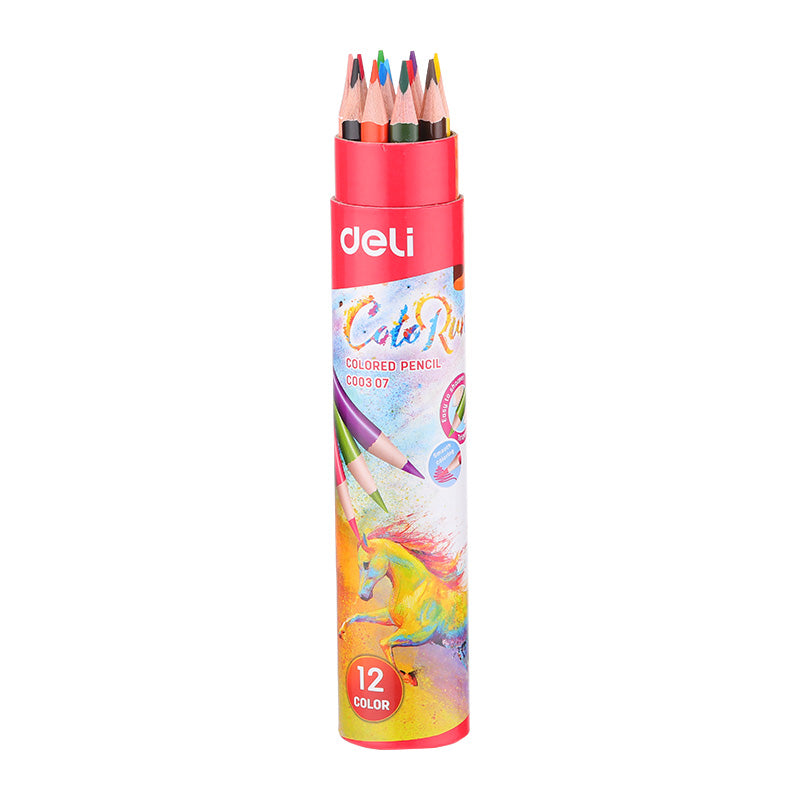 Deli Colored Pencil Paper Tube 12C - Al Masam Stationery LLC