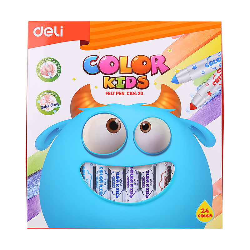 Deli Color Kids Felt Pen Washable 1.0-5.0mm 24C - Al Masam Stationery LLC