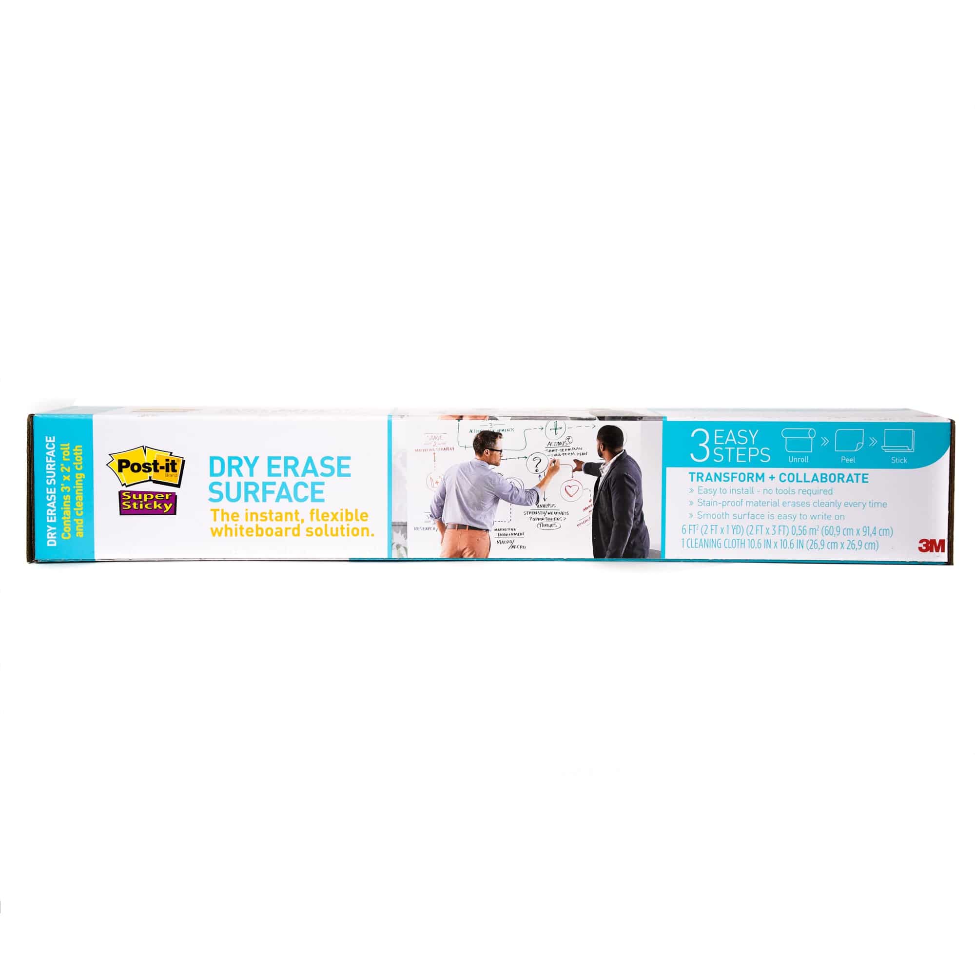 Post-it Dry Erase Surface + cloth free DEF3x2. 3 x 2 in (90 cm x 60 cm) - Al Masam Stationery LLC