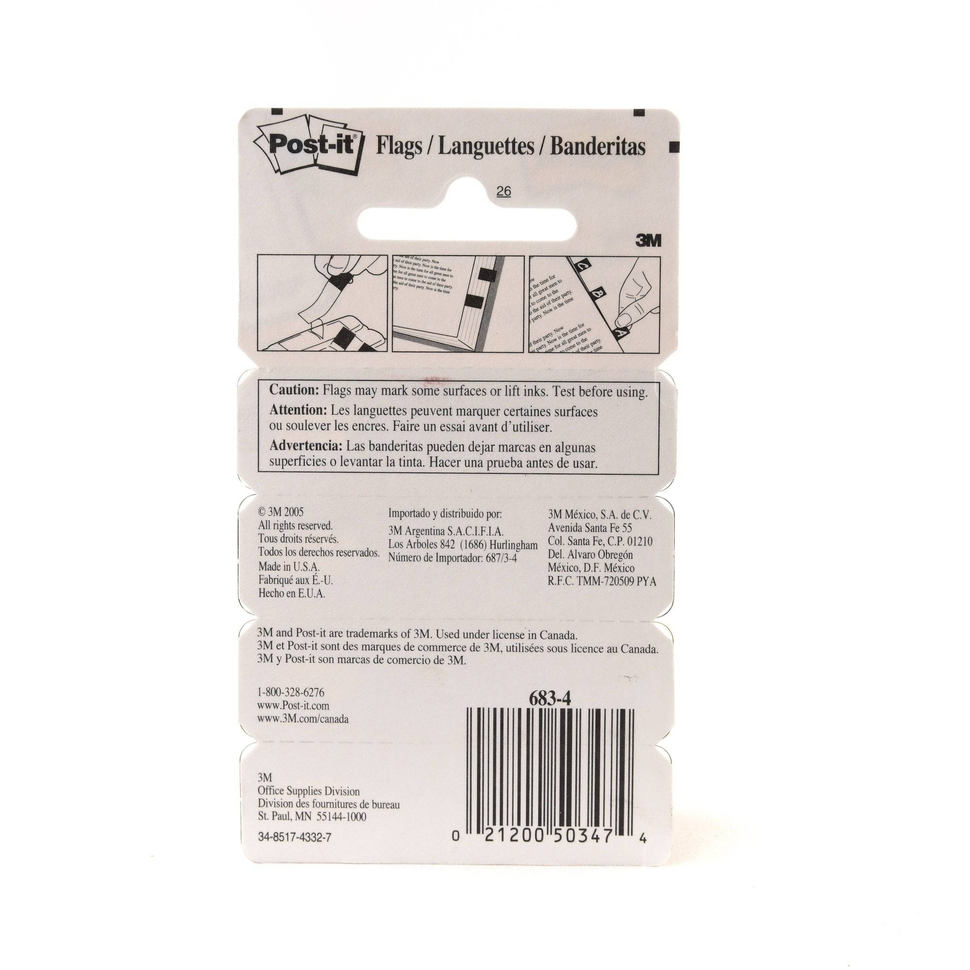 Post-it Flags 683-4AB. 1/2 x 1.7 in (11.9 mm x 43.2 mm), Bright colors - Al Masam Stationery LLC