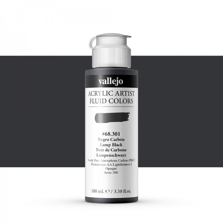 VALLEJO FLUID ACRYLIC 301-100ML. LAMPS BLACK - Al Masam Stationery LLC