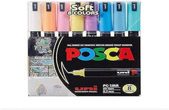 Mitsubishi 1MR Uni Posca Bullet Tip Extra Fine Soft Color Marker 8 Pcs Pack - Al Masam Stationery LLC