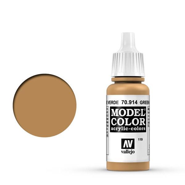 Vallejo 119:MODELCOLOR 914-17ML. GREEN OCHRE - Al Masam Stationery LLC