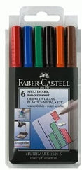 FABER-CASTELL Multimark Super Fine S Non-Permanent 0.4mm Wallet of 6 - Al Masam Stationery LLC