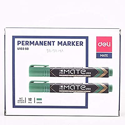 Deli Permanent Marker Chisel 1.5-5mm Green - (EU10350) - Al Masam Stationery LLC