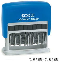 The COLOP S120/DD double date stamp allows for efficient and organized labeling of documents. With its compact size, it is perfect for on-the-go professionals. The blue pad provides clear and visible markings.