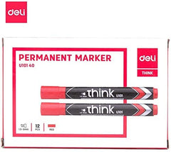 Deli Permanent Marker Chisel 1.5-5mm Red - (EU10140) - Al Masam Stationery LLC