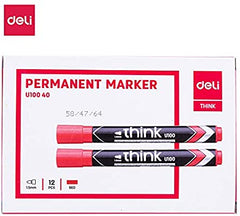 Deli Permanent Marker Bullet 1.5mm Red - Al Masam Stationery LLC