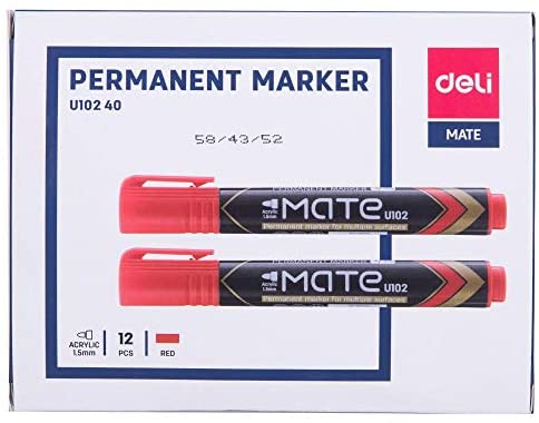 Deli Permanent Marker Bullet 1.5mm Red - Al Masam Stationery LLC